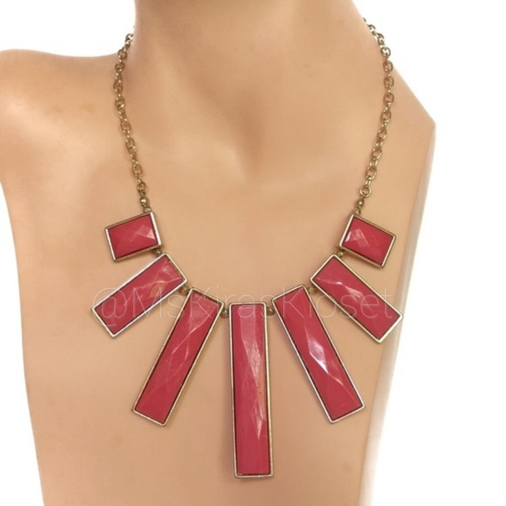 Pink & Gold Statement Necklace EUC